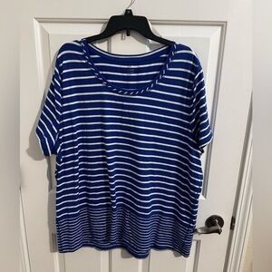 T by Talbots Roundneck Striped Stretchy short sleeve size 3X